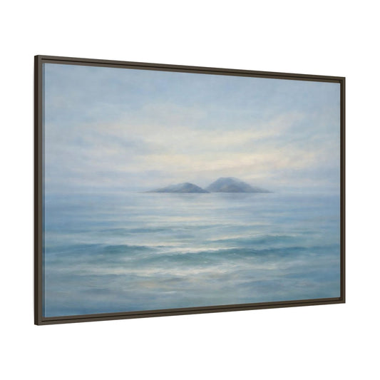 Main Mockup. Nature Ocean Islands Misty Ocean shown as stretched canvas wall art