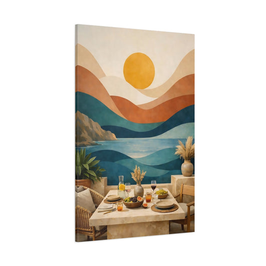Main Mockup. Nature Ocean Landscape Abstract Ocean Sunset shown as stretched canvas wall art