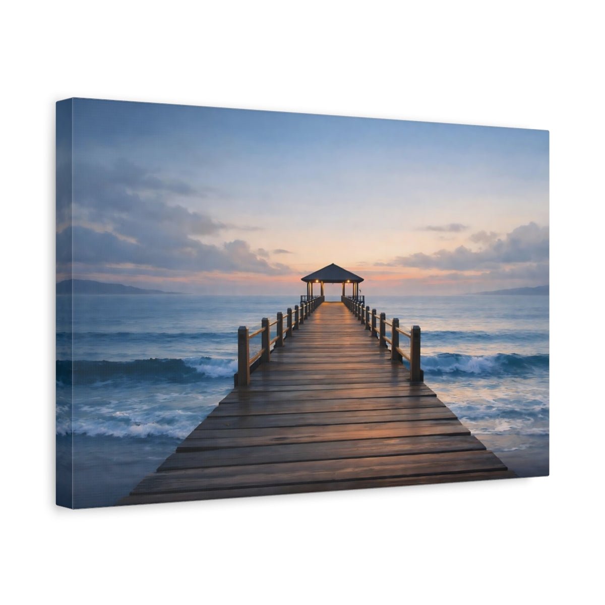 Nature Ocean Pier Coastal Sunset - Canvas Wall Art Print - YesArtYes