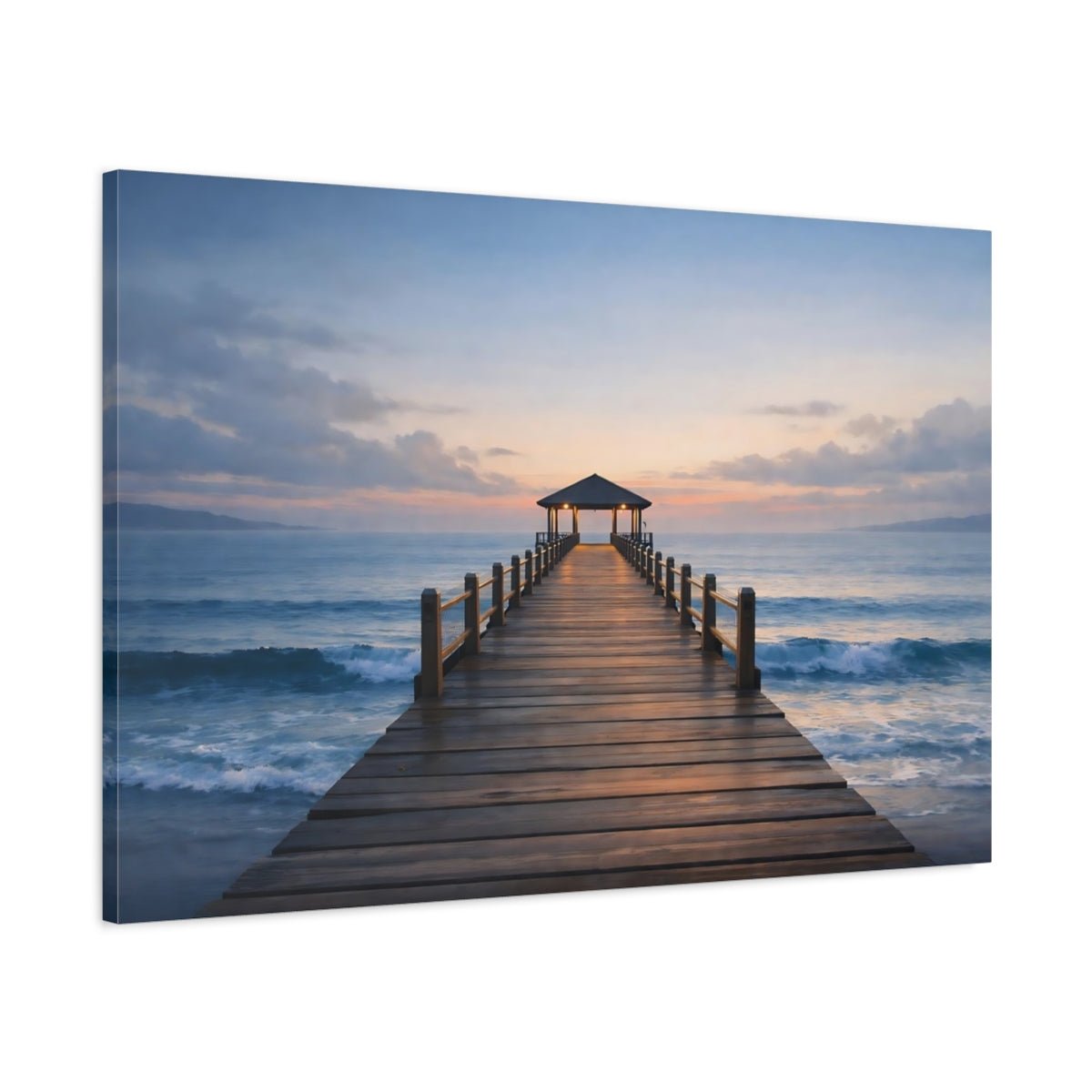 Nature Ocean Pier Coastal Sunset - Canvas Wall Art Print - YesArtYes