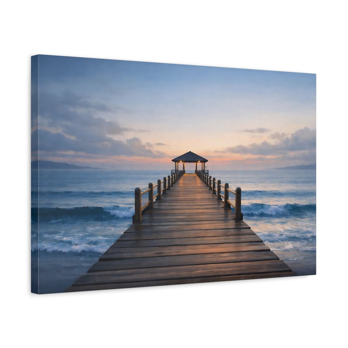 Nature Ocean Pier Coastal Sunset - Canvas Wall Art Print - YesArtYes