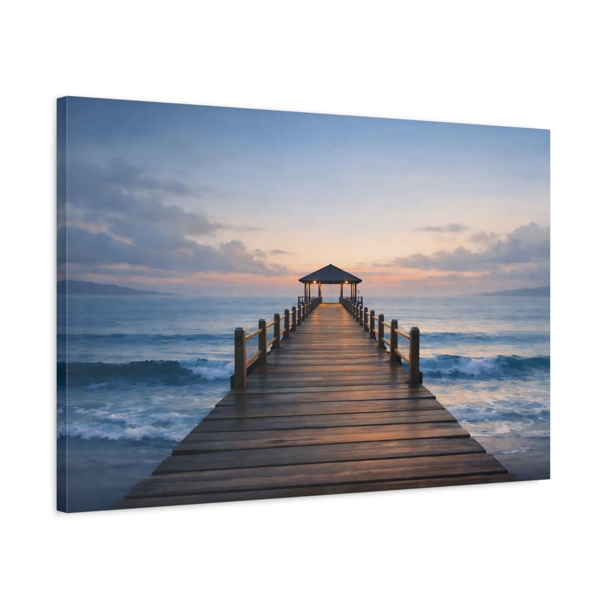 Nature Ocean Pier Coastal Sunset - Canvas Wall Art Print - YesArtYes