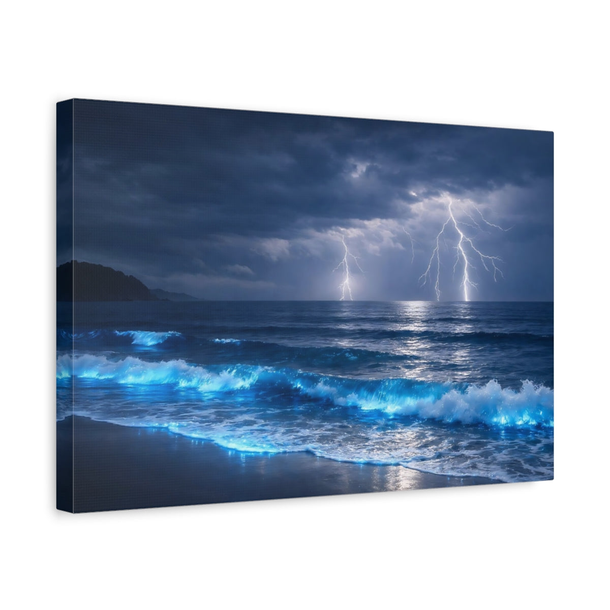 Side Mockup 4. Nature Ocean Storm Stormy Ocean shown as stretched canvas wall art