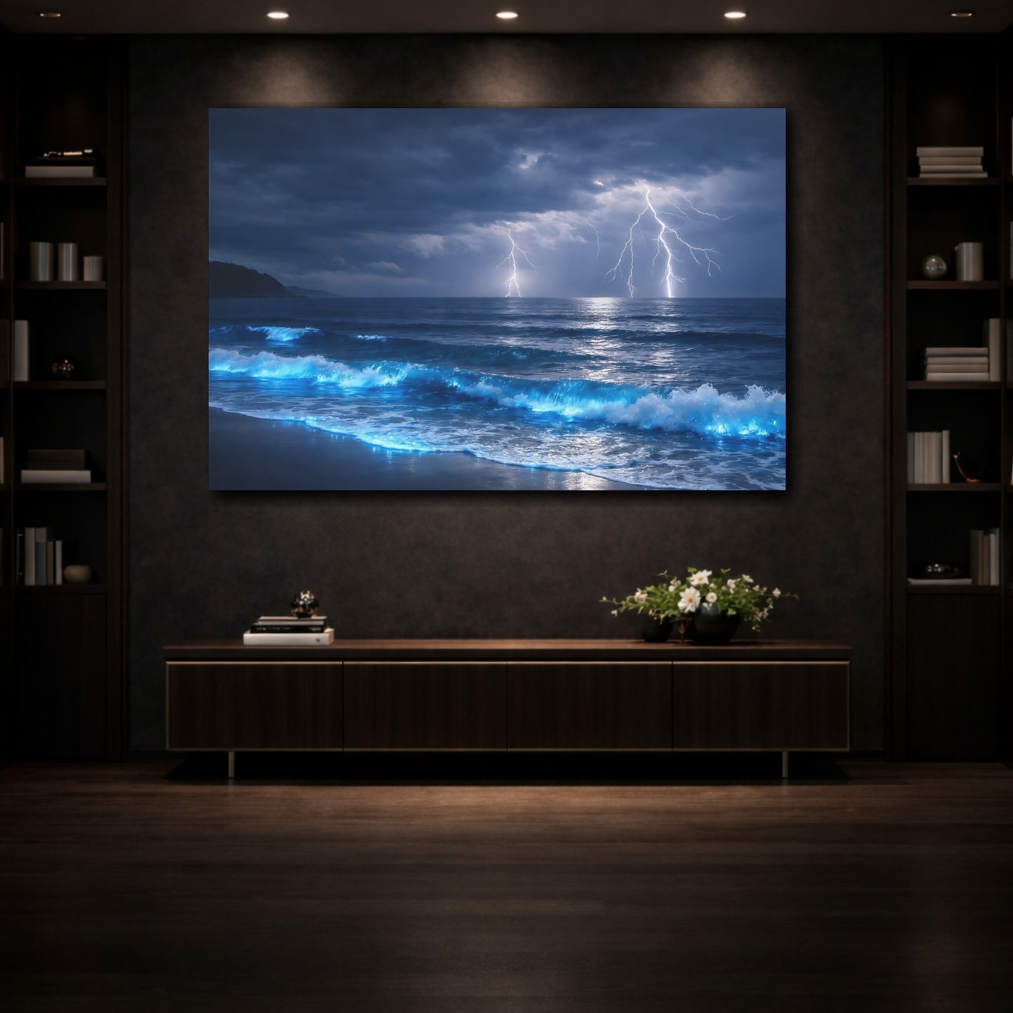 Mockup 3. Nature Ocean Storm Stormy Ocean shown as stretched canvas wall art