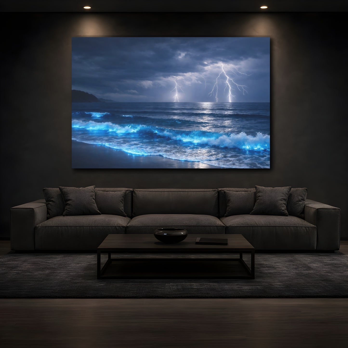 Mockup 4. Nature Ocean Storm Stormy Ocean shown as stretched canvas wall art