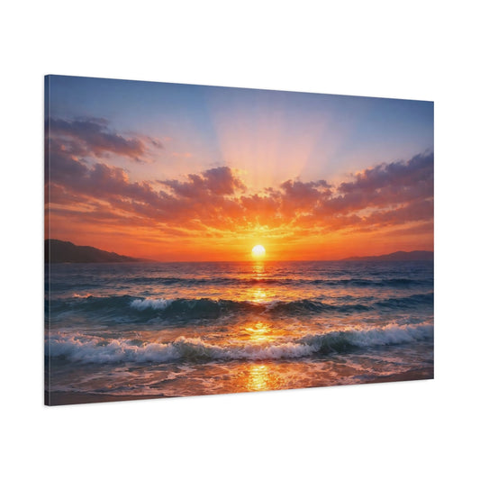 Nature Ocean Sunset shown as stretched canvas wall art