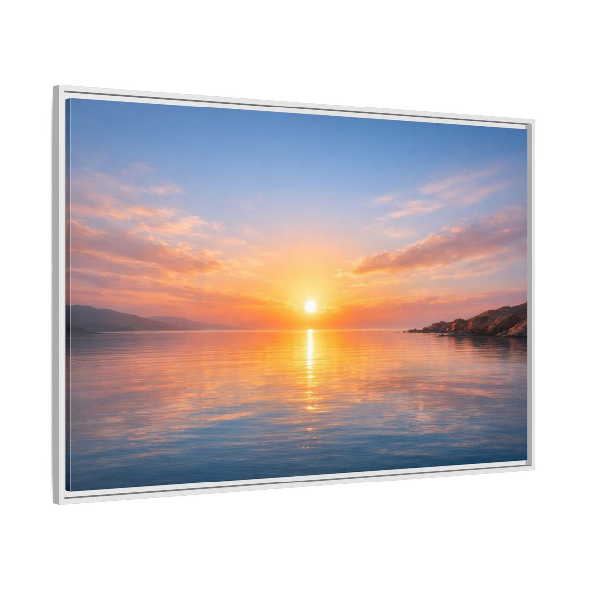 Side Mockup 7. Nature Ocean Sunset Ocean Sunset shown as stretched canvas wall art