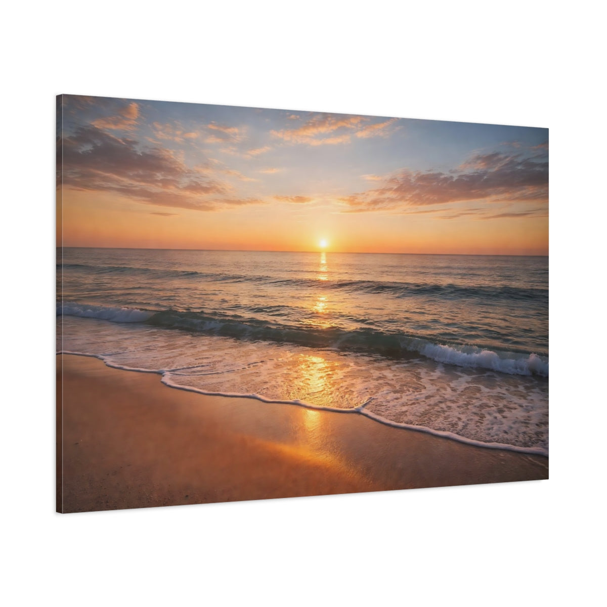 Nature Ocean Sunset Golden Sunset shown as stretched canvas wall art