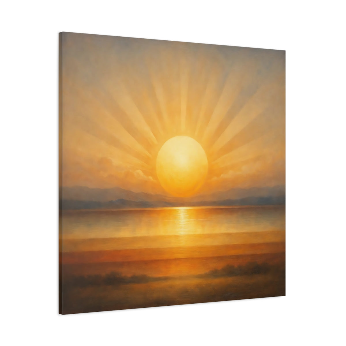 Main Mockup. Nature Ocean Sunset Golden Sunset shown as stretched canvas wall art