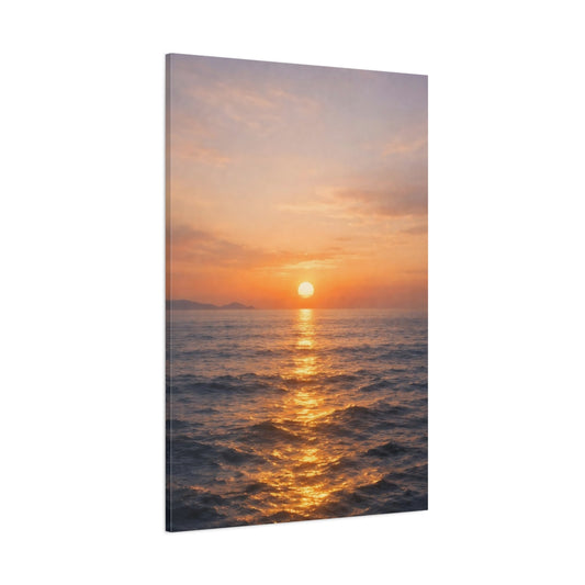 Main Mockup. Nature Ocean Sunset Golden Sunset Ocean shown as stretched canvas wall art