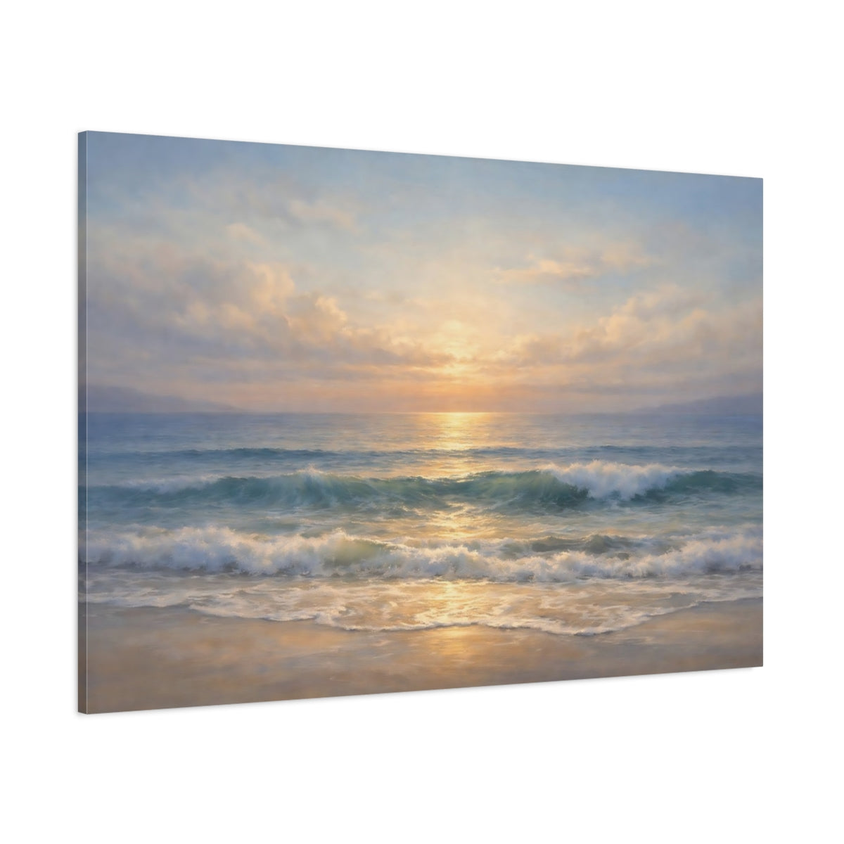 Main Mockup. Nature Ocean Sunset Ocean Sunset shown as stretched canvas wall art