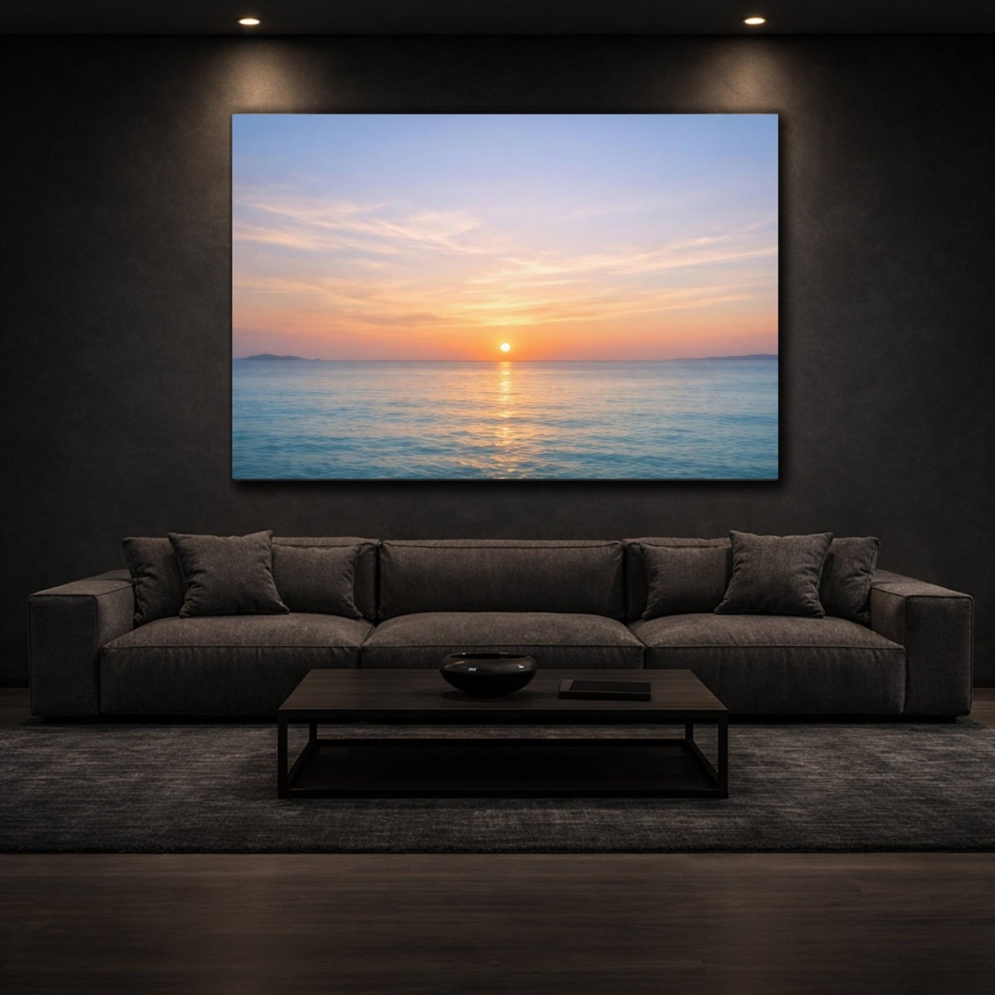 Nature Ocean Sunset Orange And Blue - Canvas Wall Art Print - YesArtYes
