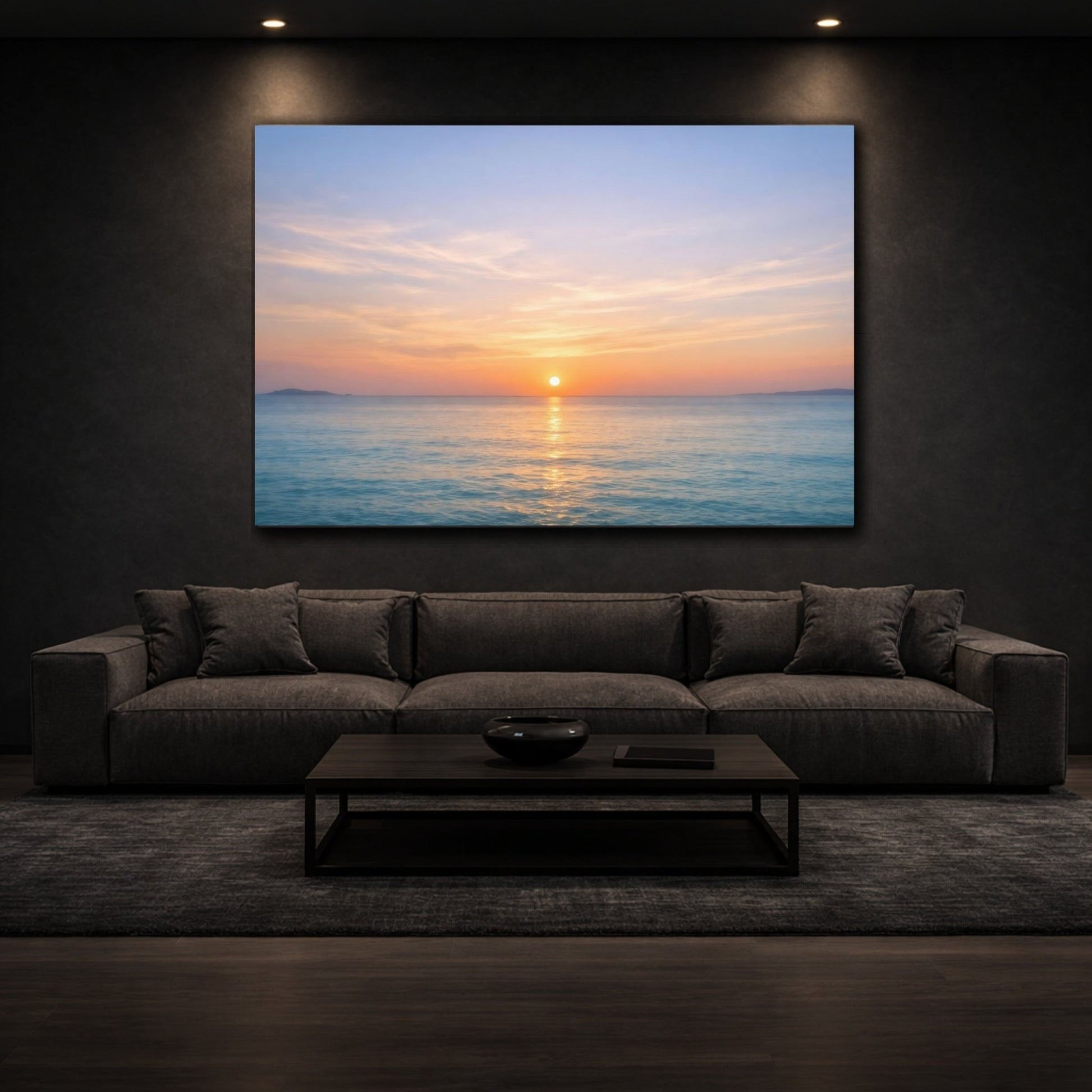 Nature Ocean Sunset Orange And Blue - Canvas Wall Art Print - YesArtYes