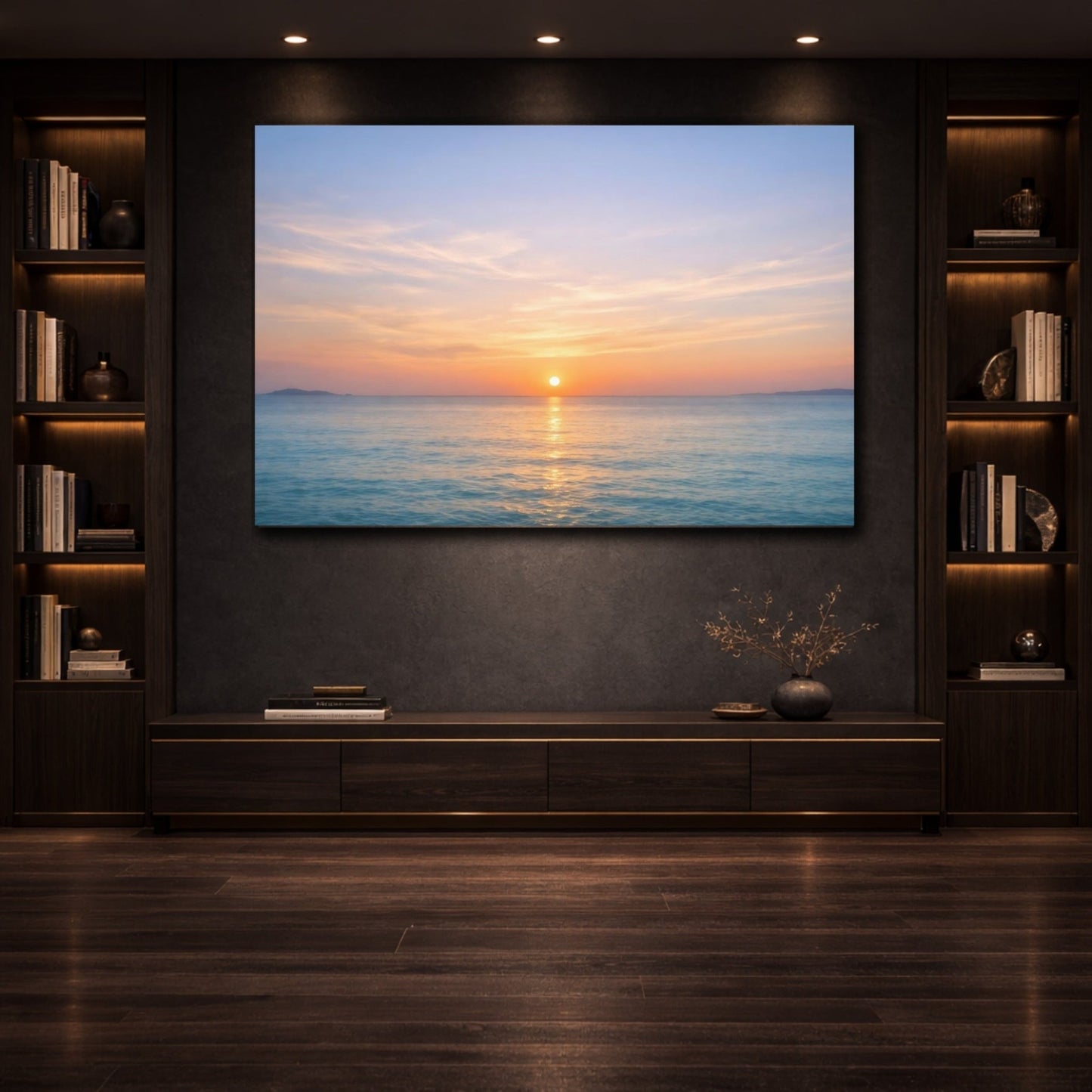 Nature Ocean Sunset Orange And Blue - Canvas Wall Art Print - YesArtYes