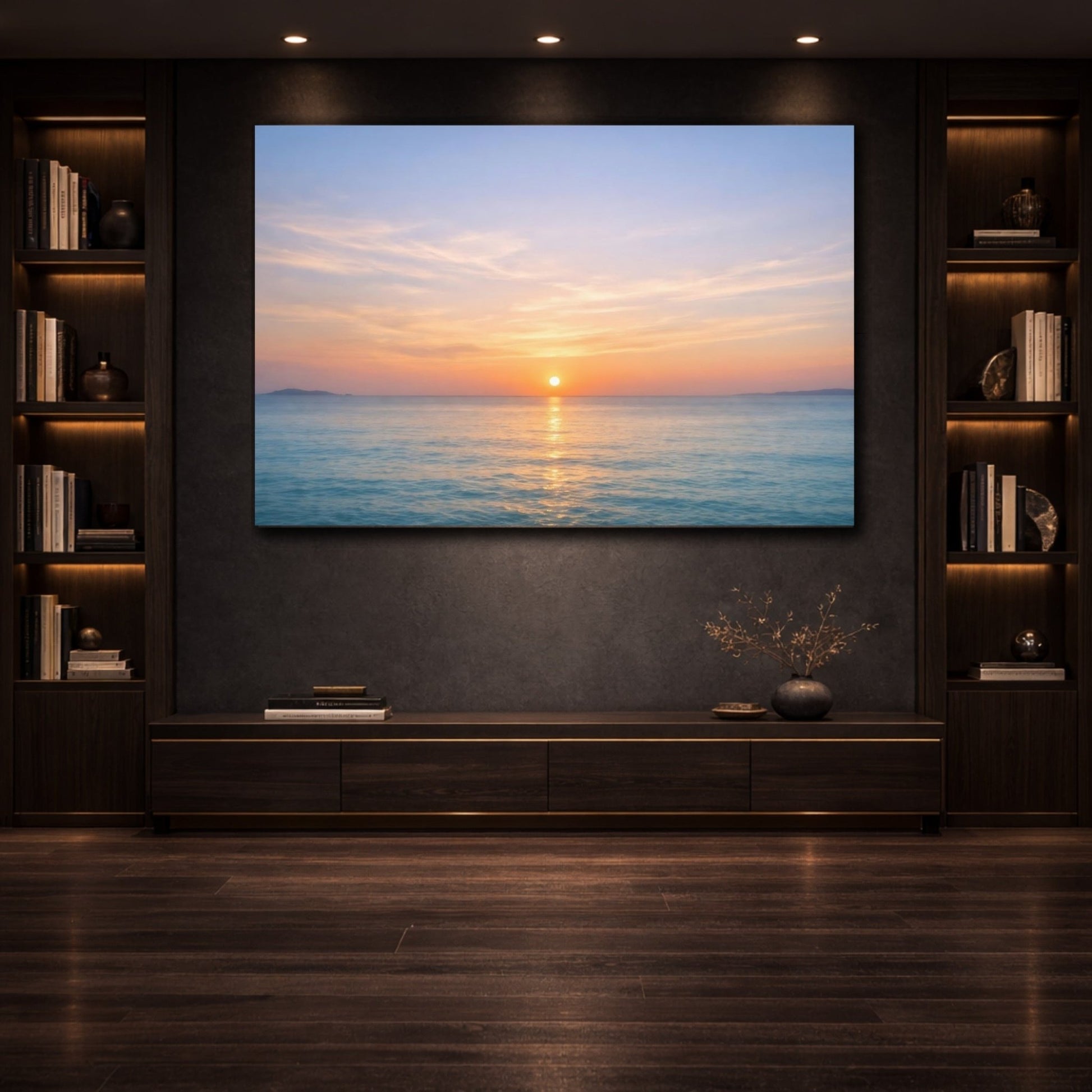 Nature Ocean Sunset Orange And Blue - Canvas Wall Art Print - YesArtYes