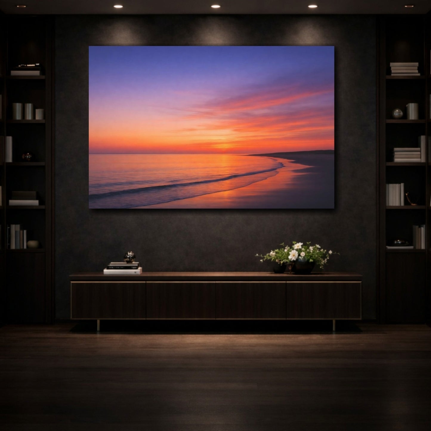 Nature Ocean Sunset Orange And Purple - Canvas Wall Art Print - YesArtYes