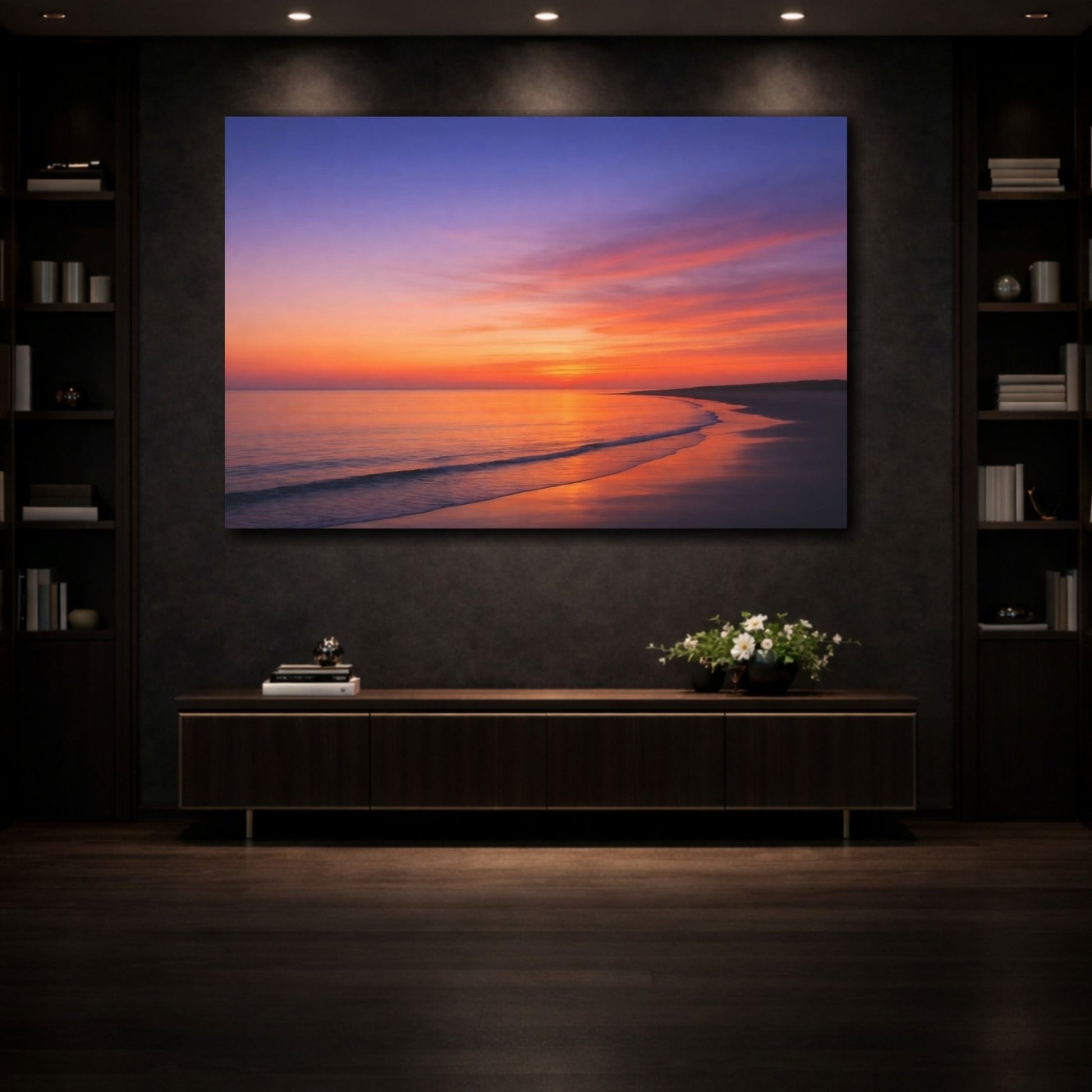 Nature Ocean Sunset Orange And Purple - Canvas Wall Art Print - YesArtYes