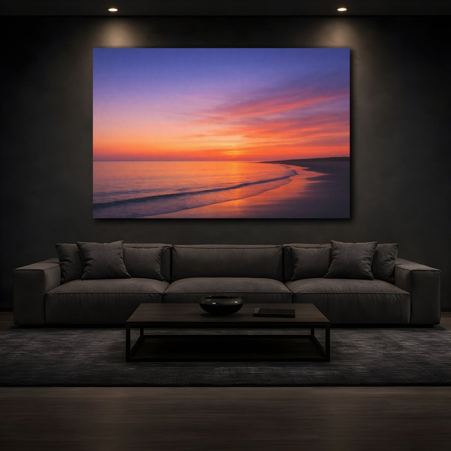 Nature Ocean Sunset Orange And Purple - Canvas Wall Art Print - YesArtYes