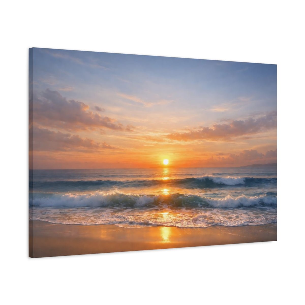 Nature Ocean Sunset Orange Blue - Canvas Wall Art Print - YesArtYes