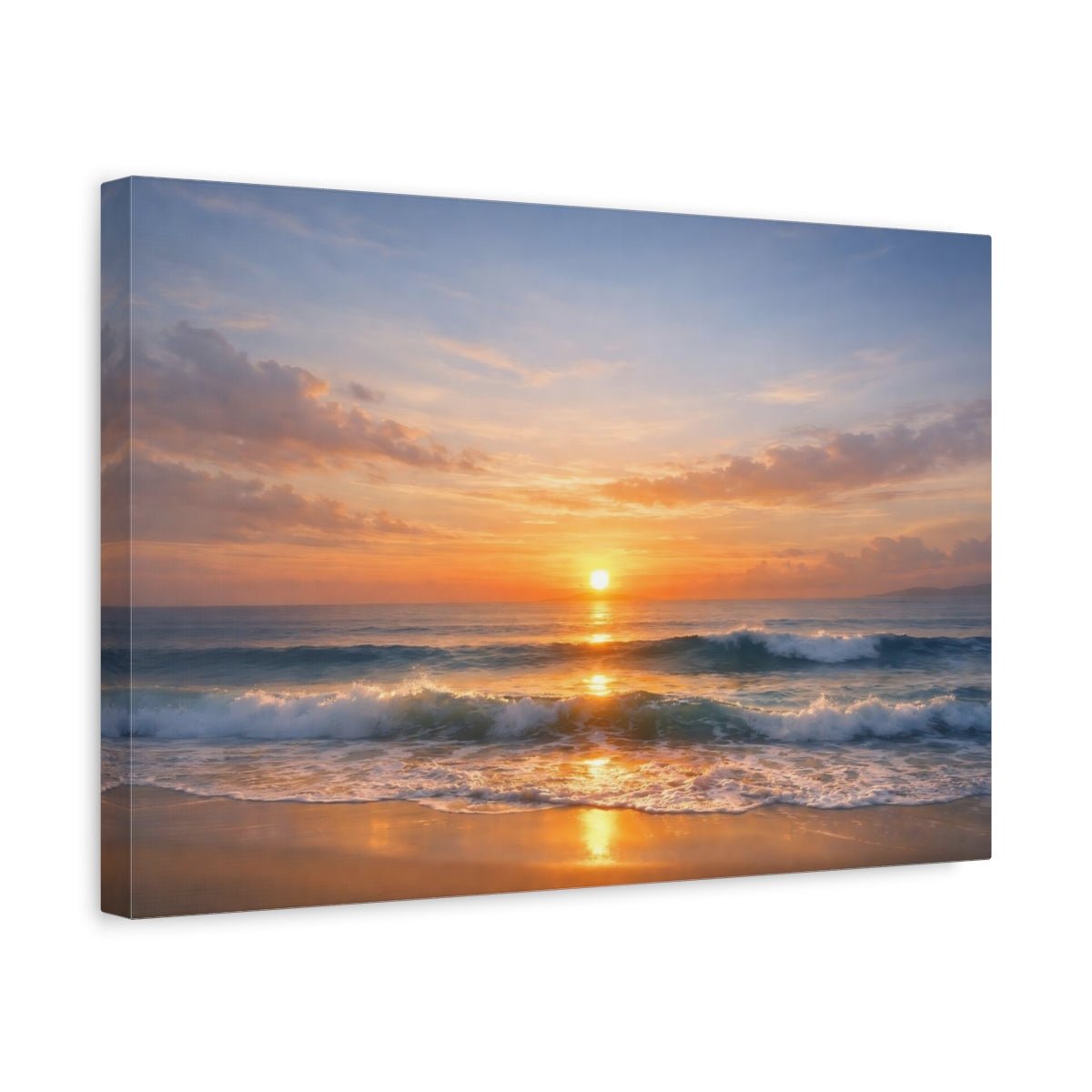 Nature Ocean Sunset Orange Blue - Canvas Wall Art Print - YesArtYes