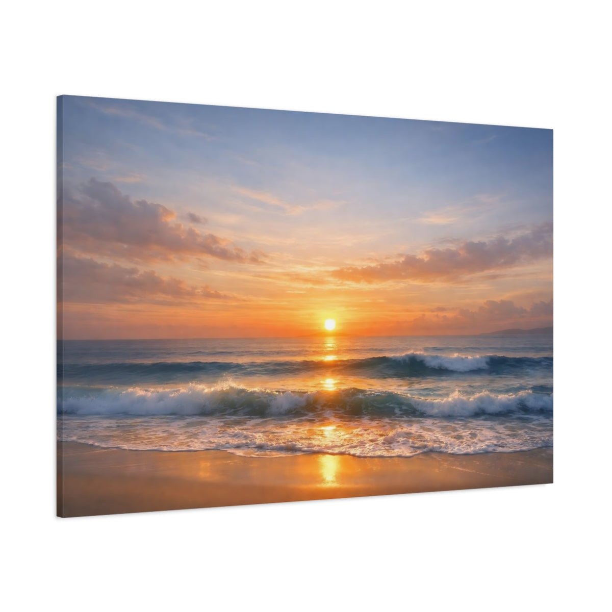 Nature Ocean Sunset Orange Blue - Canvas Wall Art Print - YesArtYes