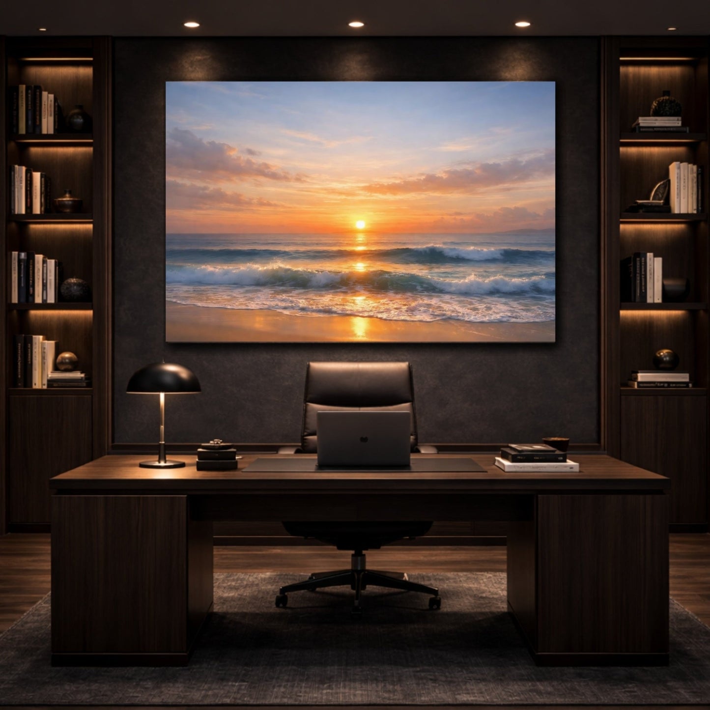 Nature Ocean Sunset Orange Blue - Canvas Wall Art Print - YesArtYes