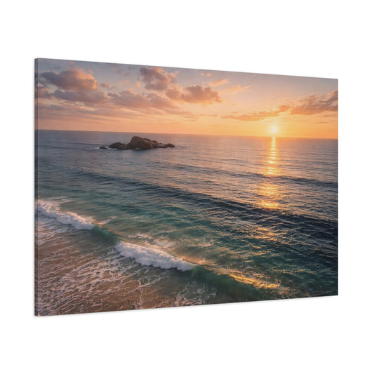 Nature Ocean Sunset Orange Blue Sunset shown as stretched canvas wall art