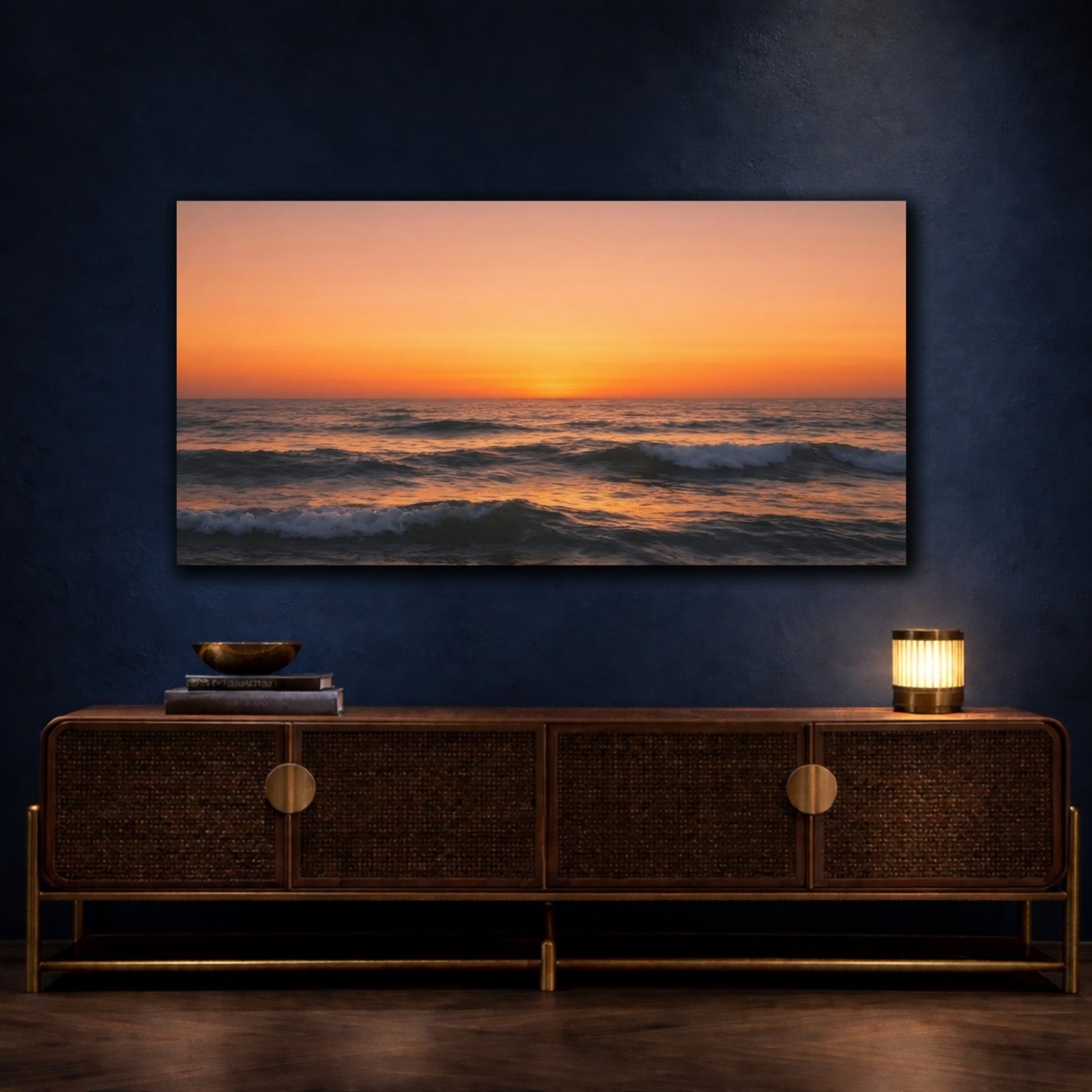Nature Ocean Sunset Orange - Canvas Wall Art Print - YesArtYes