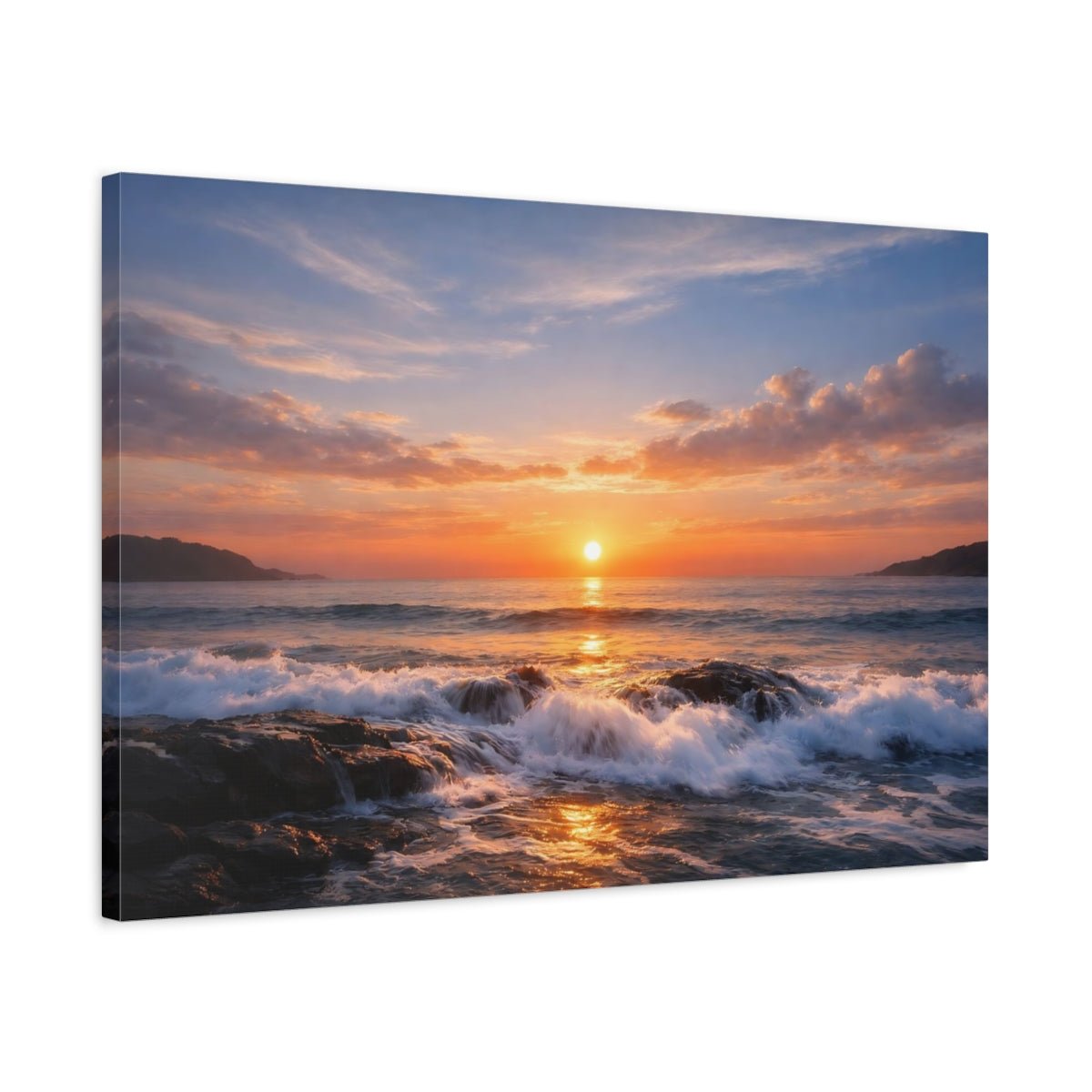 Nature Ocean Sunset Orange - Canvas Wall Art Print - YesArtYes