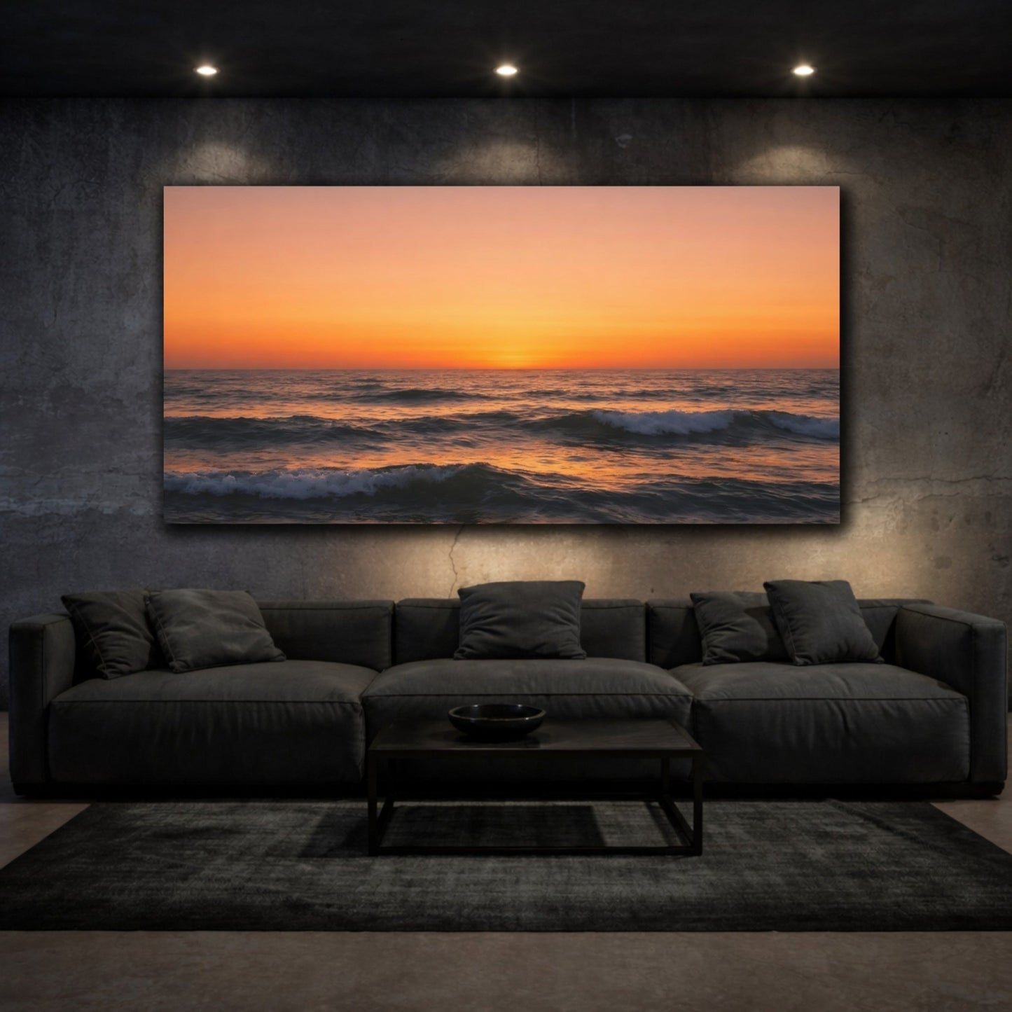 Nature Ocean Sunset Orange - Canvas Wall Art Print - YesArtYes