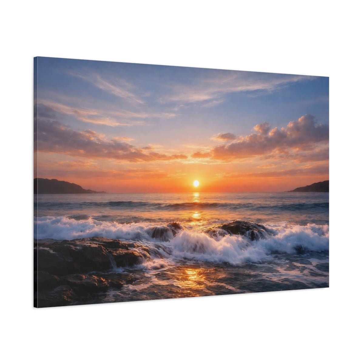 Nature Ocean Sunset Orange - Canvas Wall Art Print - YesArtYes