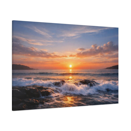Nature Ocean Sunset Orange - Canvas Wall Art Print - YesArtYes