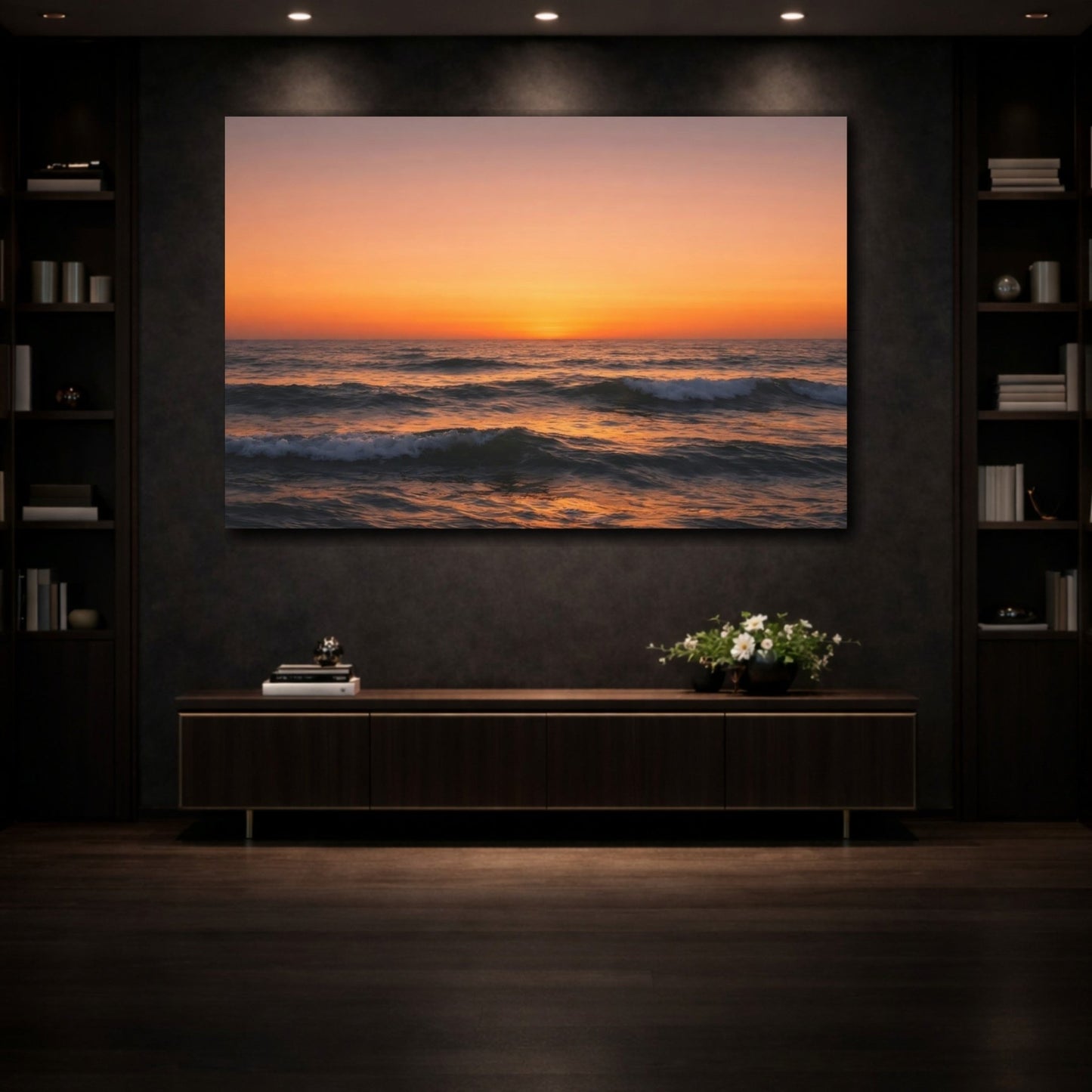 Nature Ocean Sunset Orange - Canvas Wall Art Print - YesArtYes