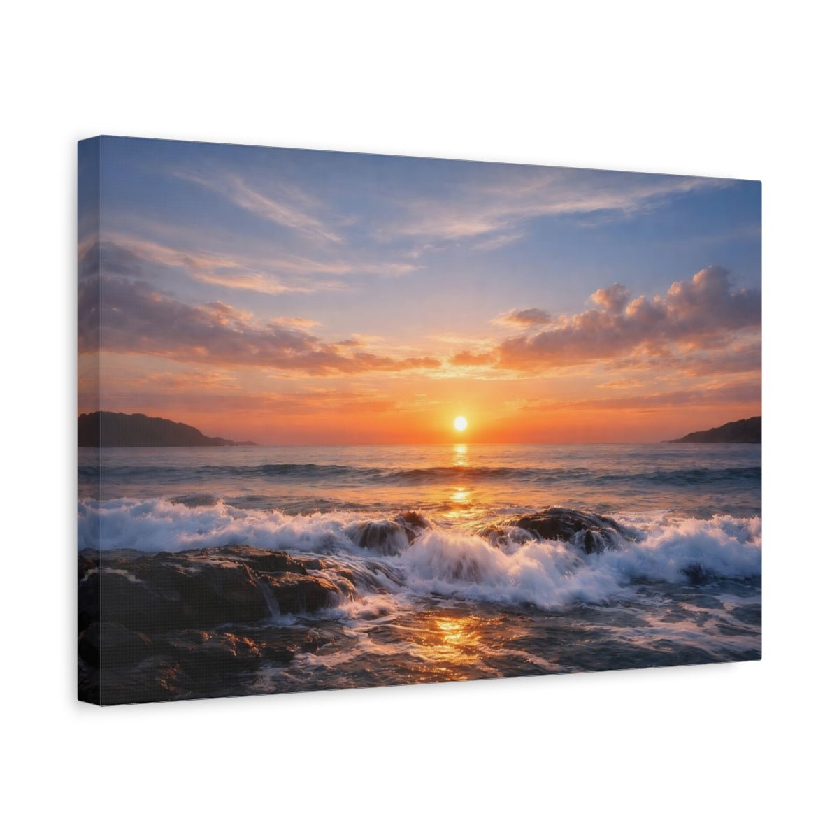 Nature Ocean Sunset Orange - Canvas Wall Art Print - YesArtYes