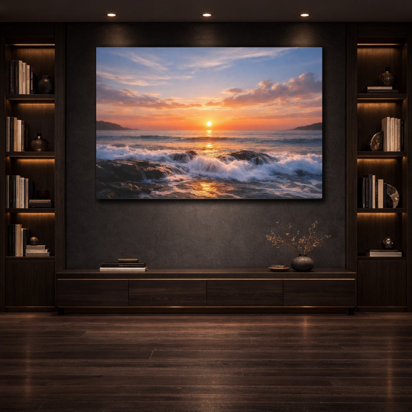 Nature Ocean Sunset Orange - Canvas Wall Art Print - YesArtYes
