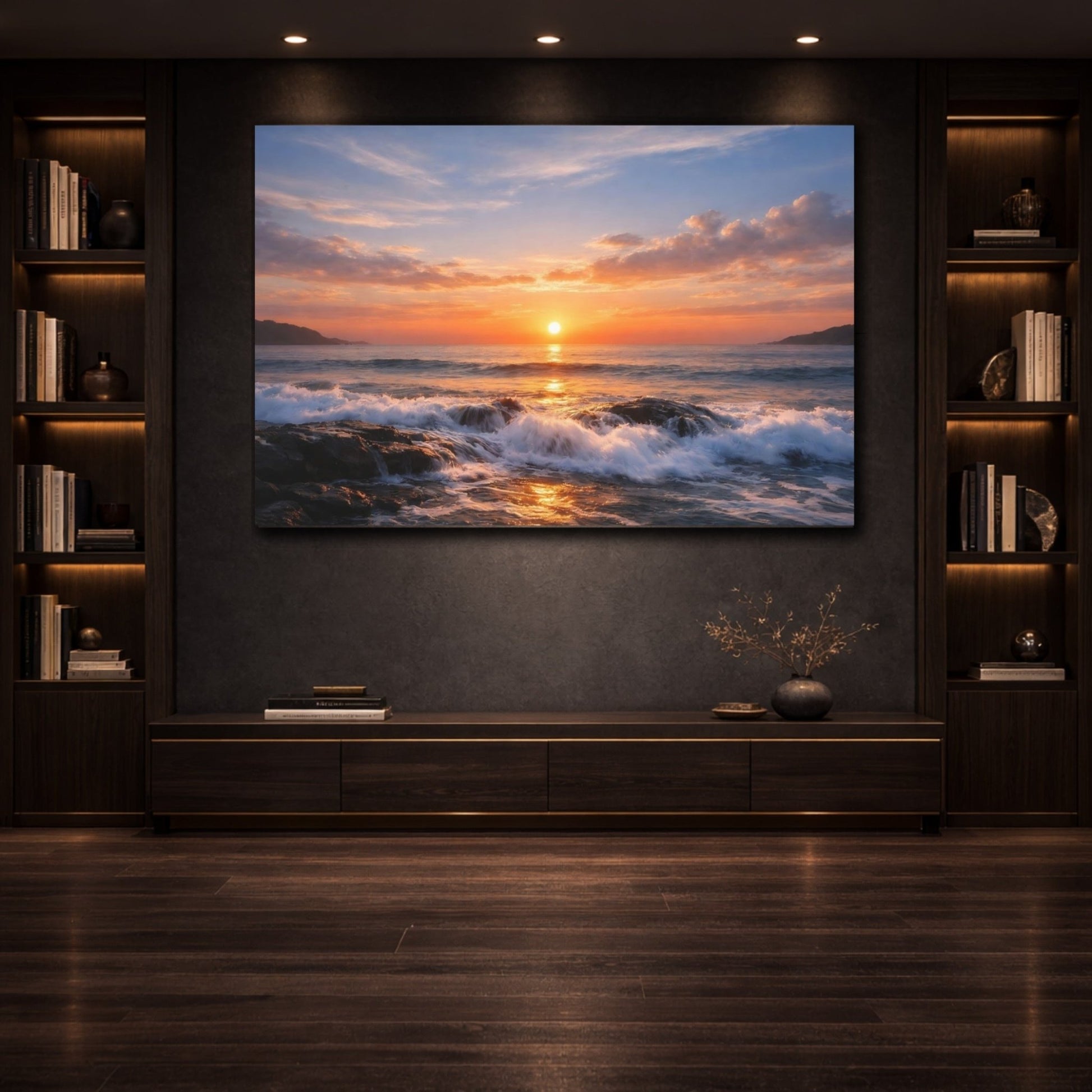 Nature Ocean Sunset Orange - Canvas Wall Art Print - YesArtYes
