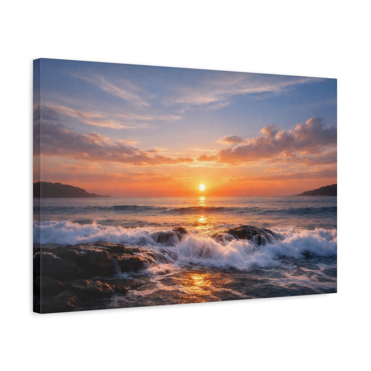 Nature Ocean Sunset Orange - Canvas Wall Art Print - YesArtYes