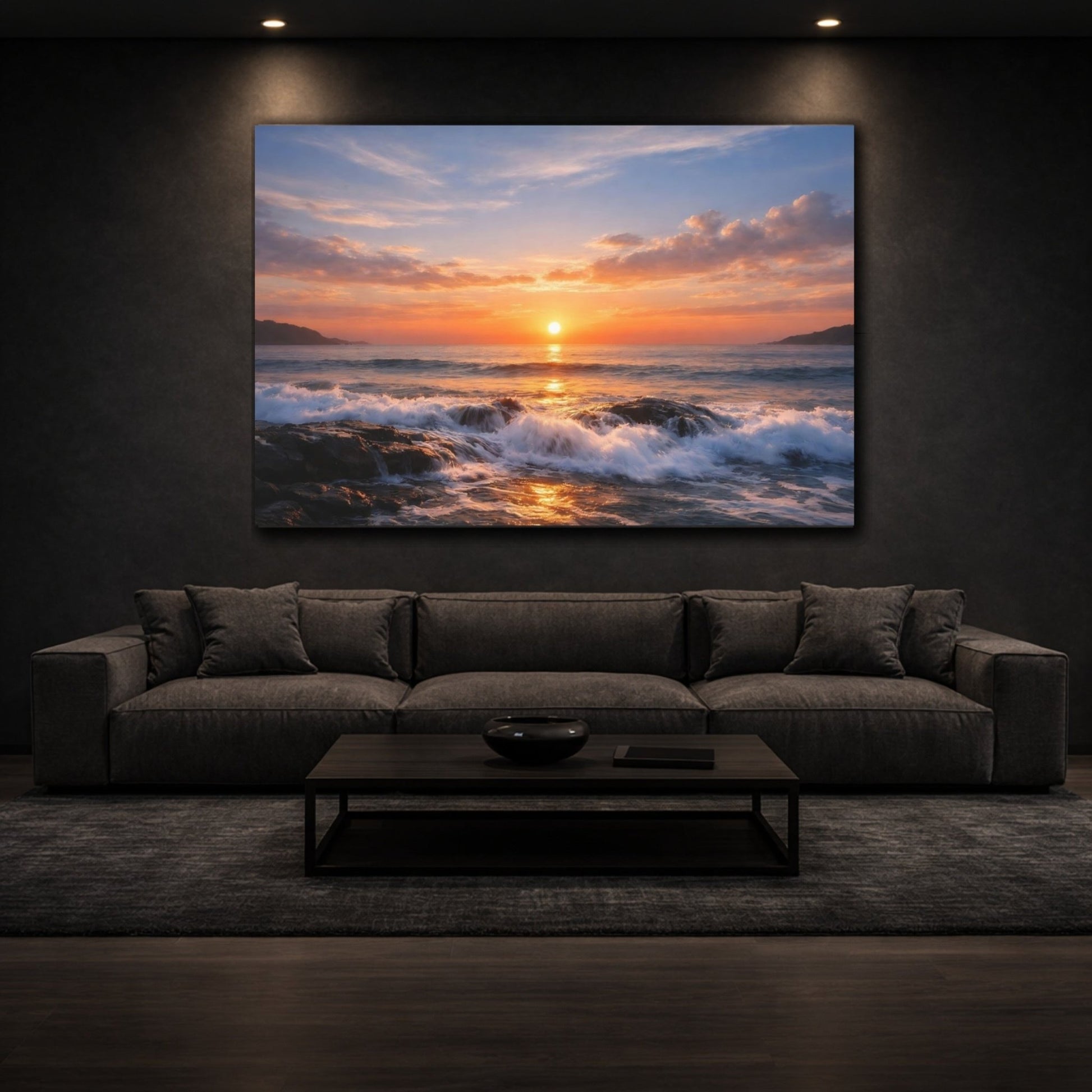 Nature Ocean Sunset Orange - Canvas Wall Art Print - YesArtYes