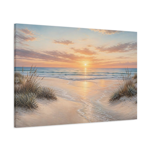 Main Mockup. Nature Ocean Sunset Orange Sunset shown as stretched canvas wall art