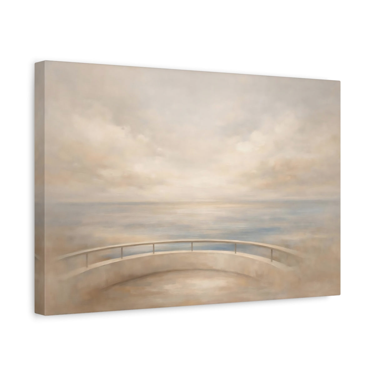 Side Mockup 4. Nature Ocean View Soft Ocean Beige shown as stretched canvas wall art