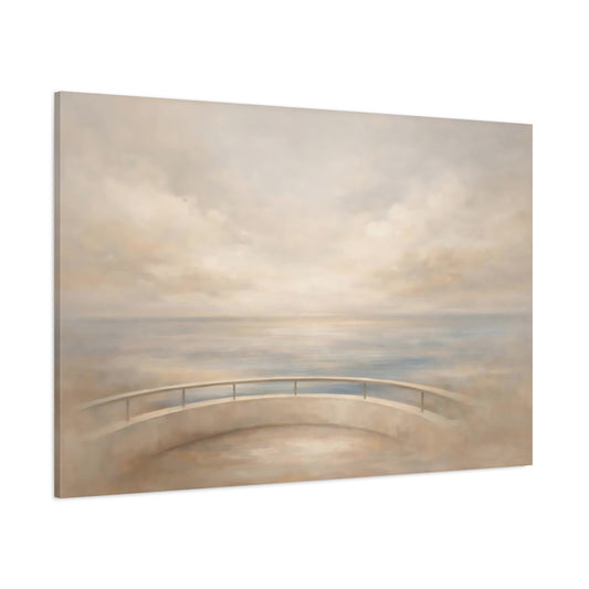 Main Mockup. Nature Ocean View Soft Ocean Beige shown as stretched canvas wall art