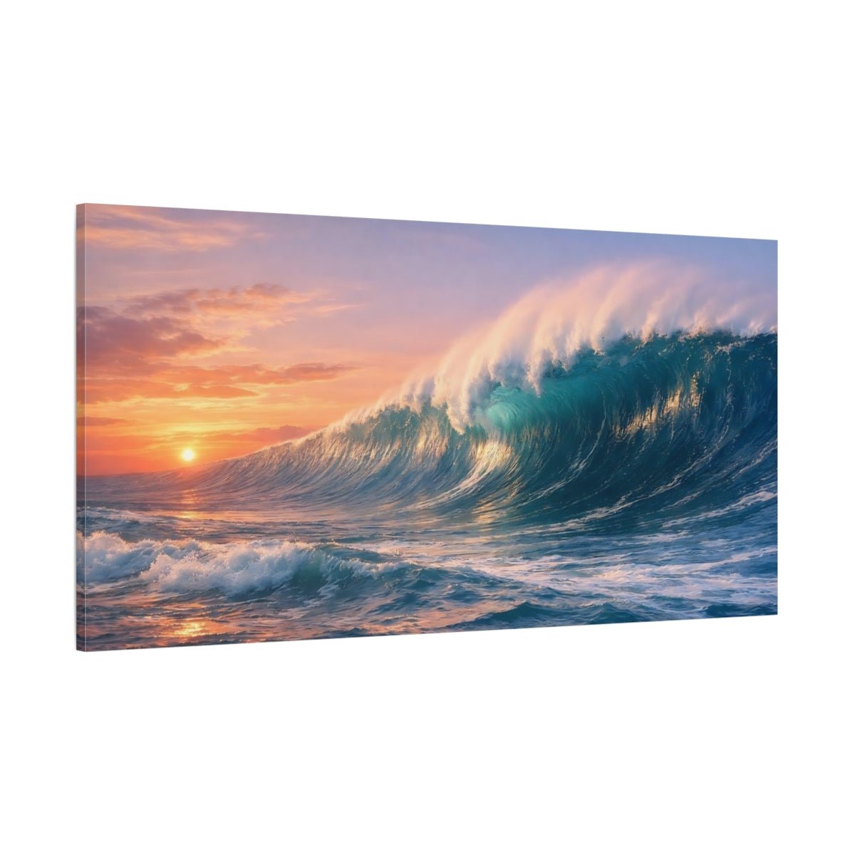Nature Ocean Wave Blue And Orange - Canvas Wall Art Print - YesArtYes