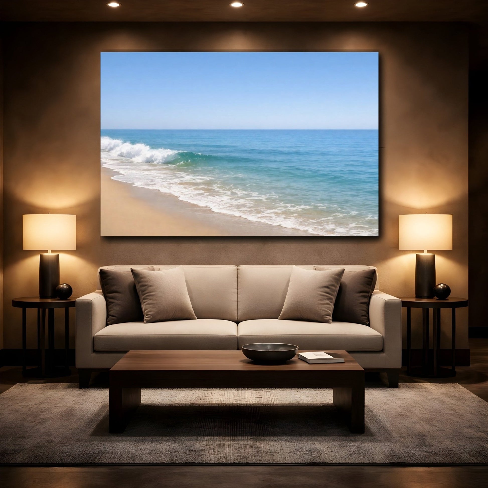 Nature Ocean Wave Blue Beach - Canvas Wall Art Print - YesArtYes