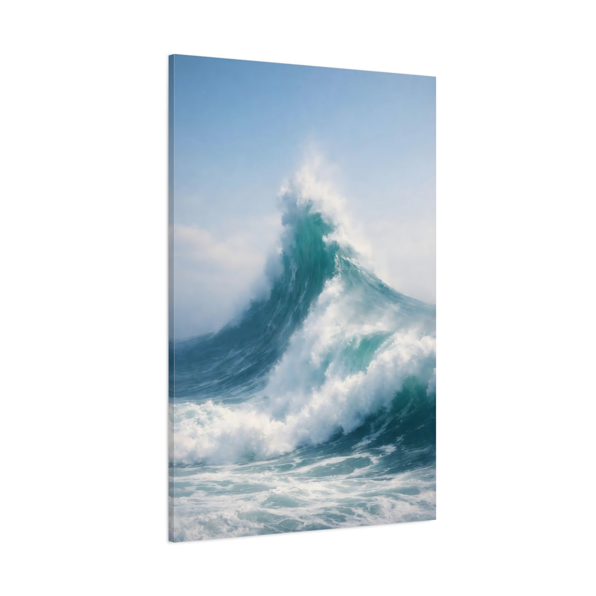 Main Mockup. Nature Ocean Wave Blue Ocean Wave shown as stretched canvas wall art