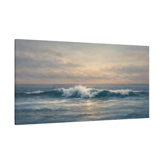 Main Mockup. Nature Ocean Wave Blue Ocean Wave shown as stretched canvas wall art