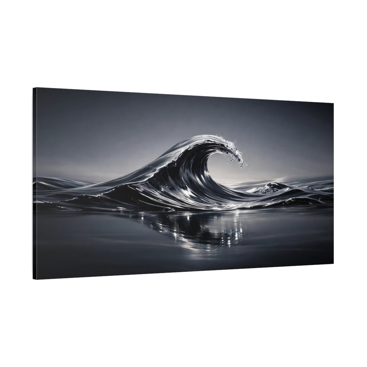 Main Mockup. Nature Ocean Wave Dark Ocean Wave shown as stretched canvas wall art