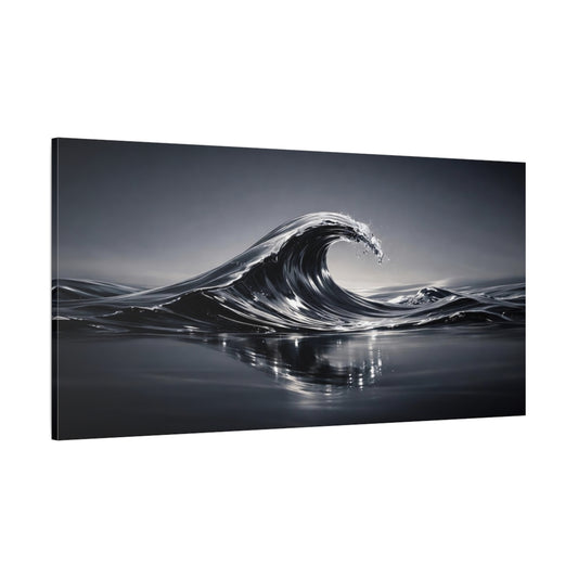 Main Mockup. Nature Ocean Wave Dark Ocean Wave shown as stretched canvas wall art