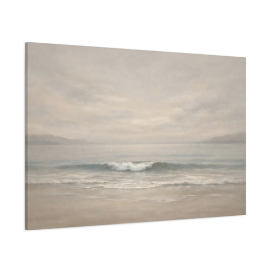 Main Mockup. Nature Ocean Wave Muted Seascape shown as stretched canvas wall art
