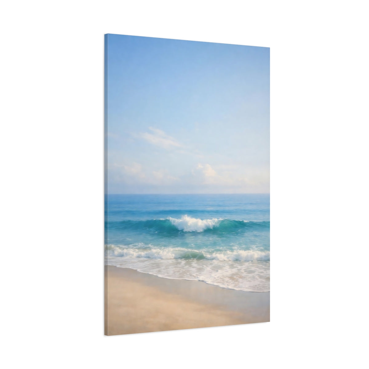 Main Mockup. Nature Ocean Wave Ocean Beach Blue shown as stretched canvas wall art