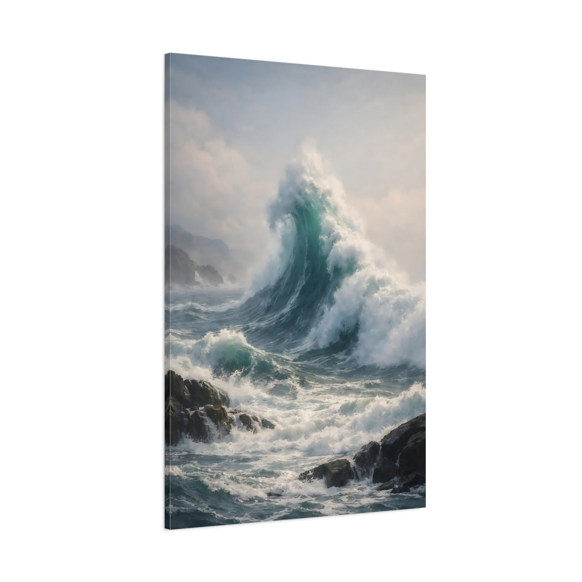 Main Mockup. Nature Ocean Wave Ocean Wave Blue shown as stretched canvas wall art
